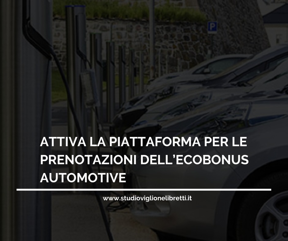 ATTIVA LA PIATTAFORMA PER LE PRENOTAZIONI DELL’ECOBONUS AUTOMOTIVE