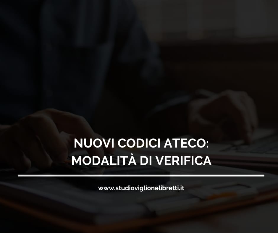 NUOVI CODICI ATECO: MODALITA’ DI VERIFICA